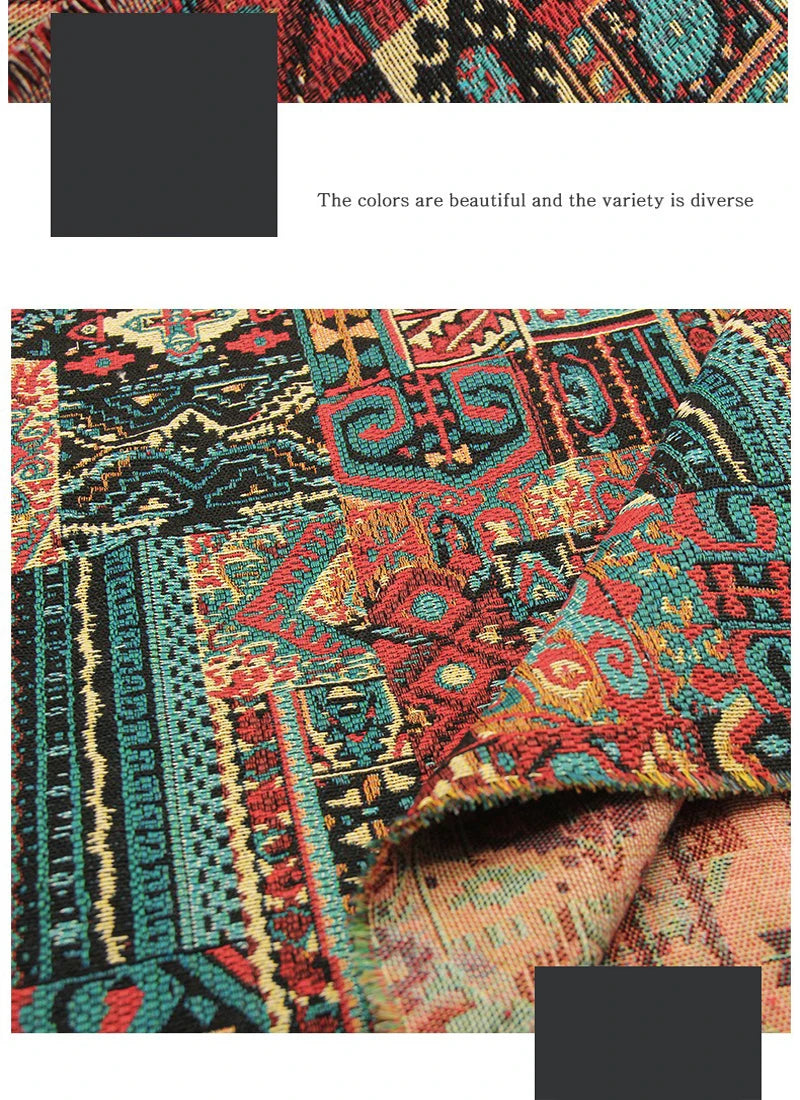1/2/3M Bohemia Ethnic Style Jacquard Fabric Thickened for Clothing Sofa Tablecloth Home textile DIY Sewing Cloth by the meter