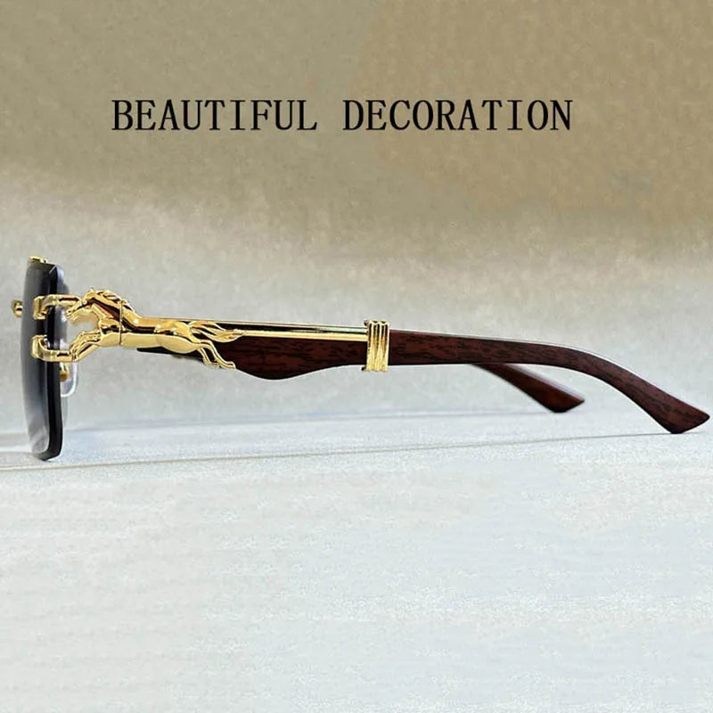 Square Sunglasses For Men New Luxury Vintage Designer Rimless Trendy Fashion Glasses Gafas De Sol Hombre