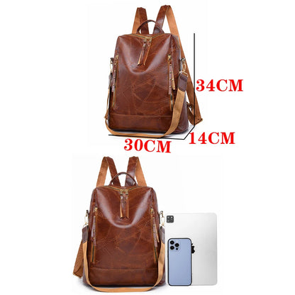 Multifunctional Large Capacity Backpacks High Quality Leather Luxury Designer Brand Women's Backpack