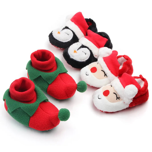 Shoes for Winter Christmas  Shoes Cute Santa for Boys and Girls 11CM/12CM/13CM 0-12 Months Warm Lining Inside Soft