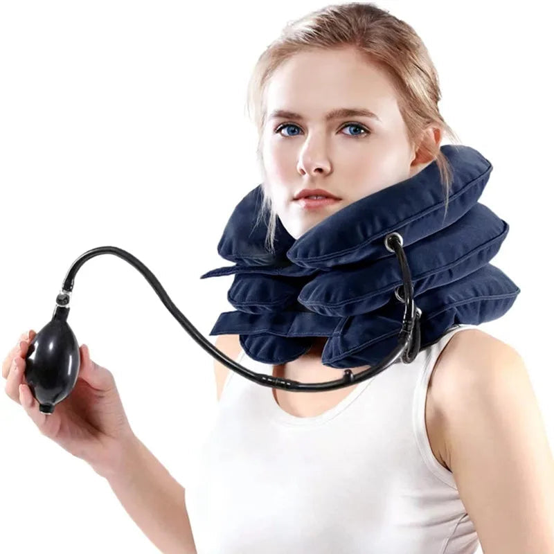 3 Layer Neck Massager Inflatable Air Cervical Neck Traction Support Pain Stress Relief Neck Collar Pillow Neck Stretching Brace