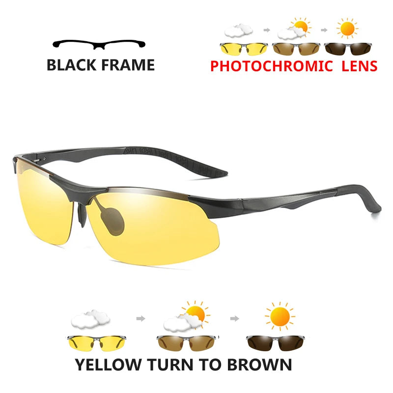 Aluminum Photochromic Polarized UV400 Mirror Driving Sunglasses for Men Women