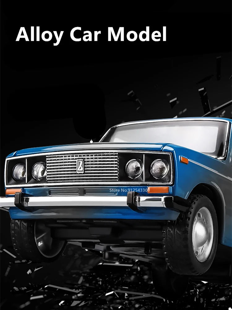 1/24 Scale LADA Toy Car Model Alloy Diecast 6 Doors Opened Pull Back Sound Light Scale Model Car Toys for Boys Collectible Gifts
