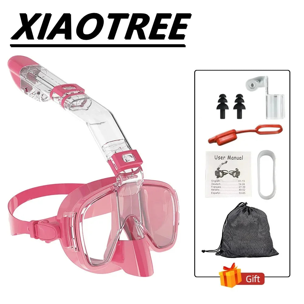 Underwater Snorkeling Half face Face  Swimming Mask Set Scuba Diving Respirator Masks Anti Fog Safe Breathing for Adult