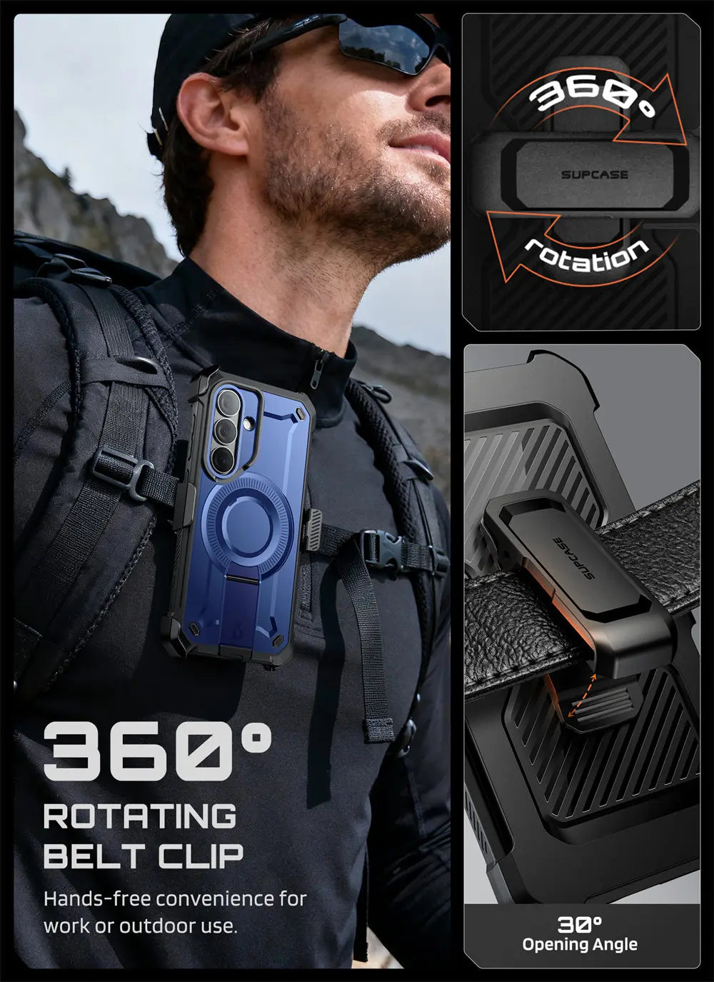 Rugged Magnetic Phone Case with Kickstand and Belt Clip for Samsung Galaxy S26 Plus