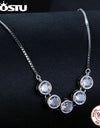 925 Sterling Silver 1.5CT Moissanite Classical Round Pendant Necklace 5 Stones Diamond Cut