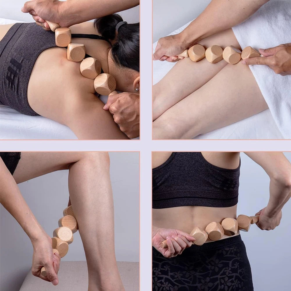 Wood Therapy Massage Roller Stick, Wooden Anti Cellulite Massager, Lymphatic Drainage Tool, Maderoterapia Colombiana Pain Relief