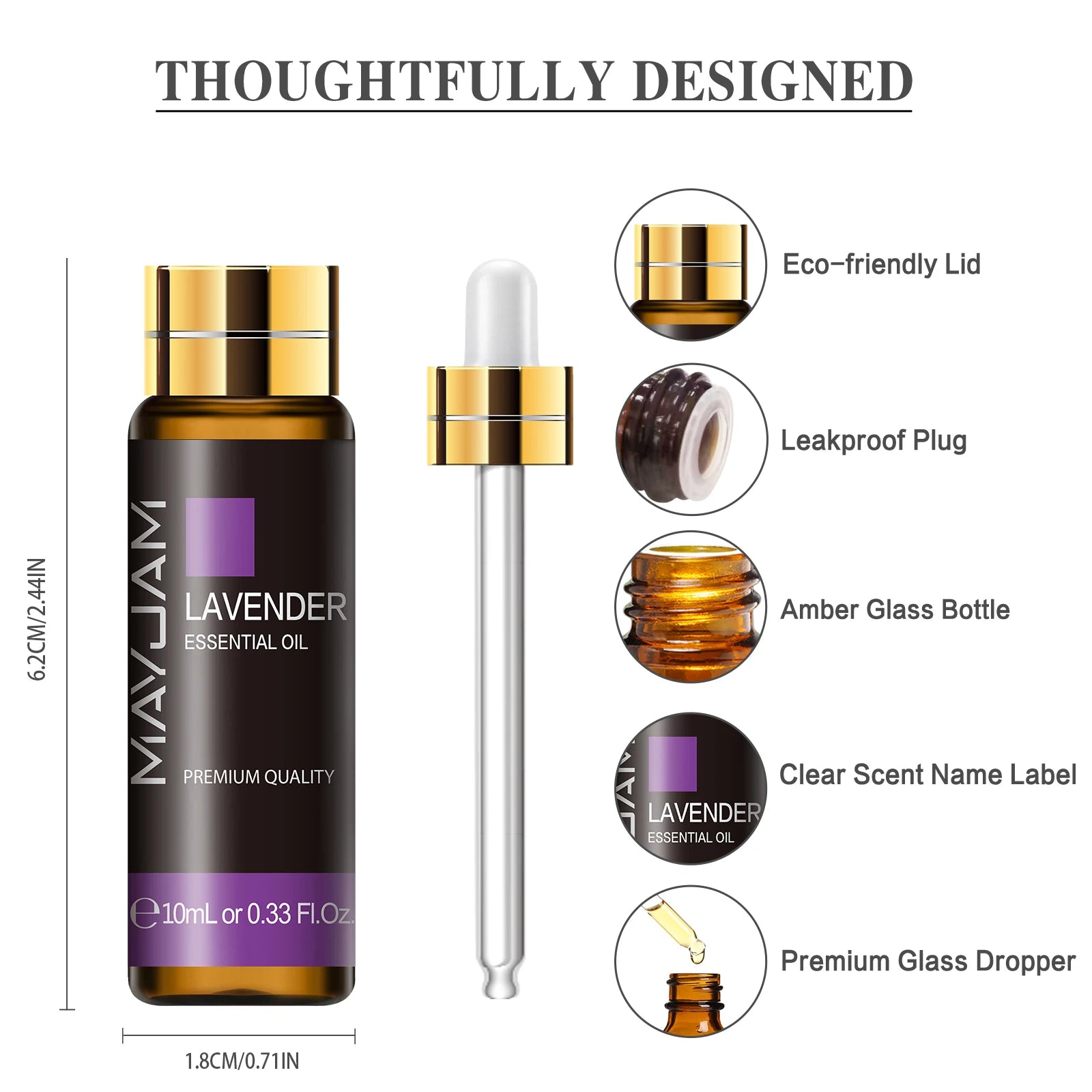 10ML Lavender Eucalyptus Pure Essential Oils Rose Lemon Jasmine Vanilla Mint Sandalwood Bergamot Tea Tree Diffuser Aroma Oil