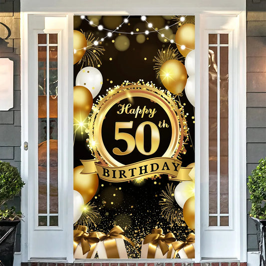 Happy 50th Birthday Backdrop Background Banner For Man Napkin Balloon Door Curtain 50 Years Anniversary 50 Birthday Party Decor