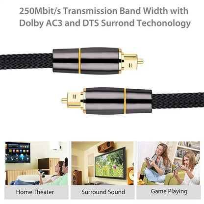 Coaxial SPDIF Cable Dolby 7.1 Soundbar 5.1 Digital Optical Audio Cable Toslink Fiber Cable for Amplifiers Player Xbox 360