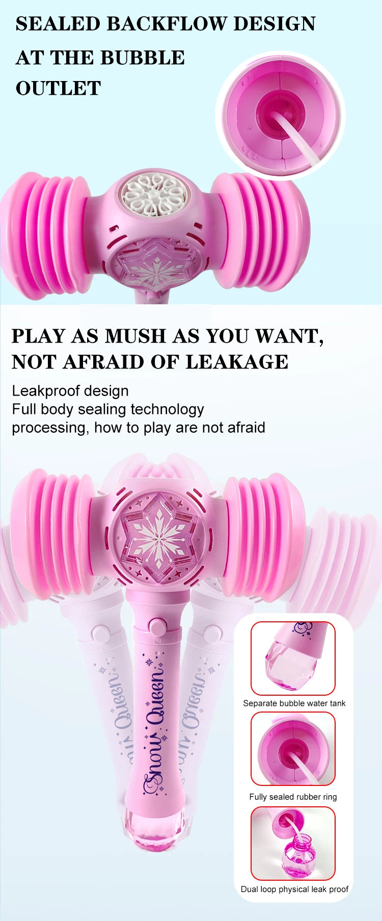 2 In 1 Toy Hammer Automatic Bubble Machine, Princess Toys