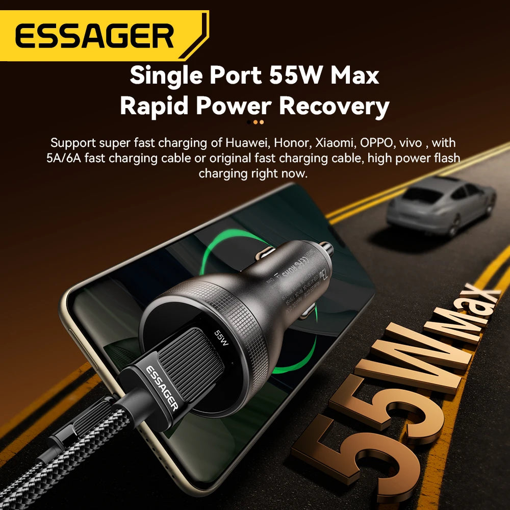 73W USB C Car Charger PD 3.0 QC 4.0 Fast Charging Dual Port Type C + USB Adapter