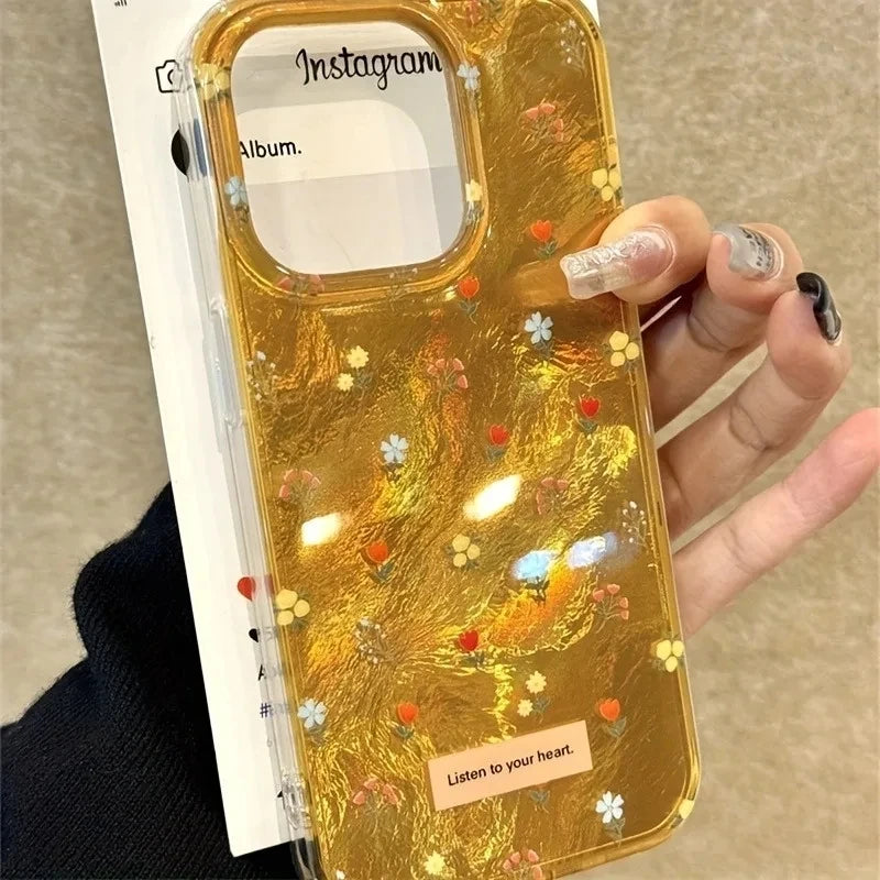Perforated Vortex Shell IMD Retro Small Flower Case For iPhone 17 Air 16 15 14 Shockproof Cover