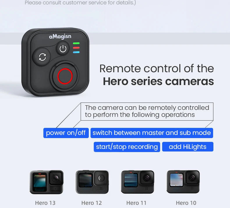 Wireless Bluetooth Remote Control with Wrist Strap for Action Cameras and Smartphones