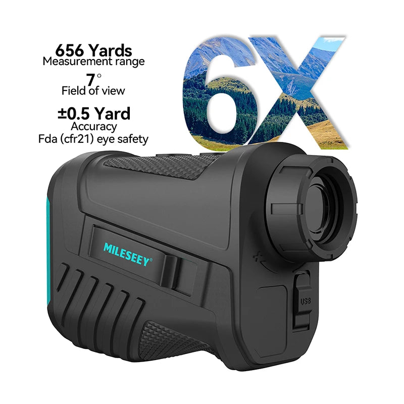 PF280 Pro Golf Laser Rangefinder 600M Rechargeable Distance Meter with Vibration & Magnetic Stripe for Golf Hunting