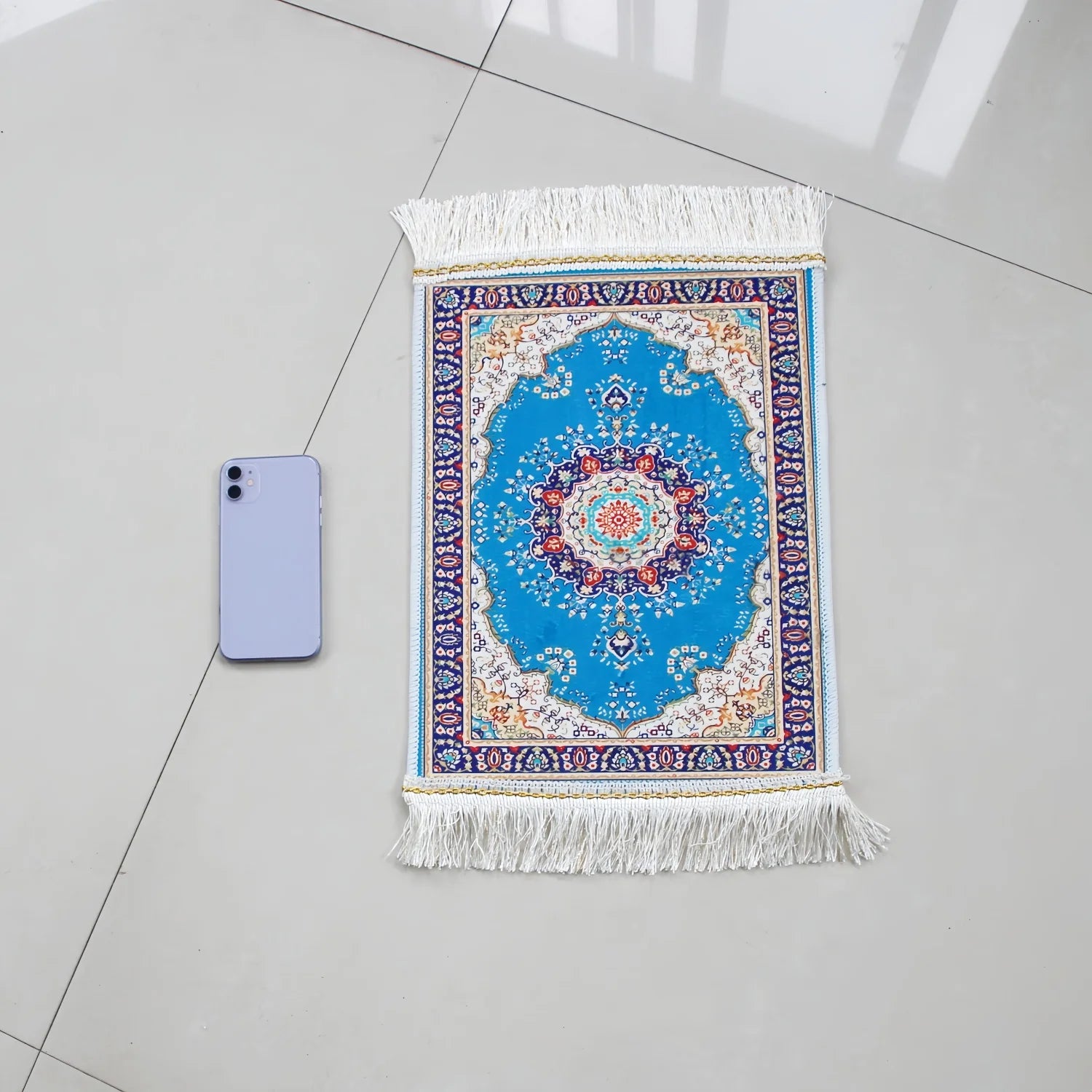 Portable Islamic Prayer Small Mat Classic Pattern Muslim Prayer Rug Small Rug Foldable Salah Carpet Mat with Tassel