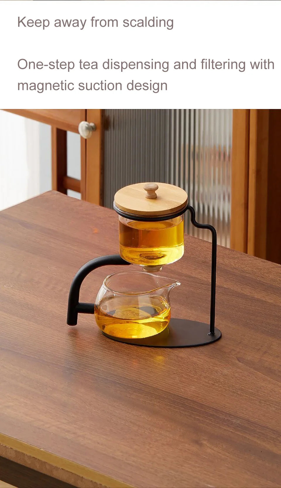 Automatic Glass Teapot Set, Magnetic Diversion, Rotating, Lazy Kungfu, Drinking, 1 Set