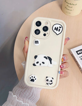 Case For Samsung Galaxy S22 S23 Ultra S20 Plus S21 FE 3D Cute Panda Lens Protection Cover