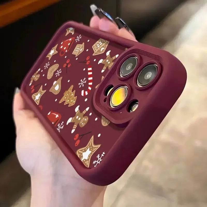 Winter Christmas Colorful Concave Soft Phone Case For iPhone 17 16e 16 15 14 Air Plus Cover