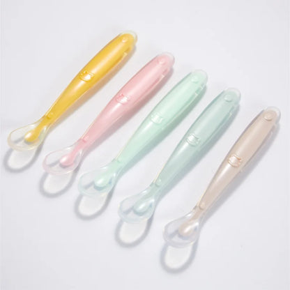 Soft Silicone Baby Spoon Toddler Complementary Food Feeding Training Spoon for Infants Soft Tip Spoon Children's Tableware