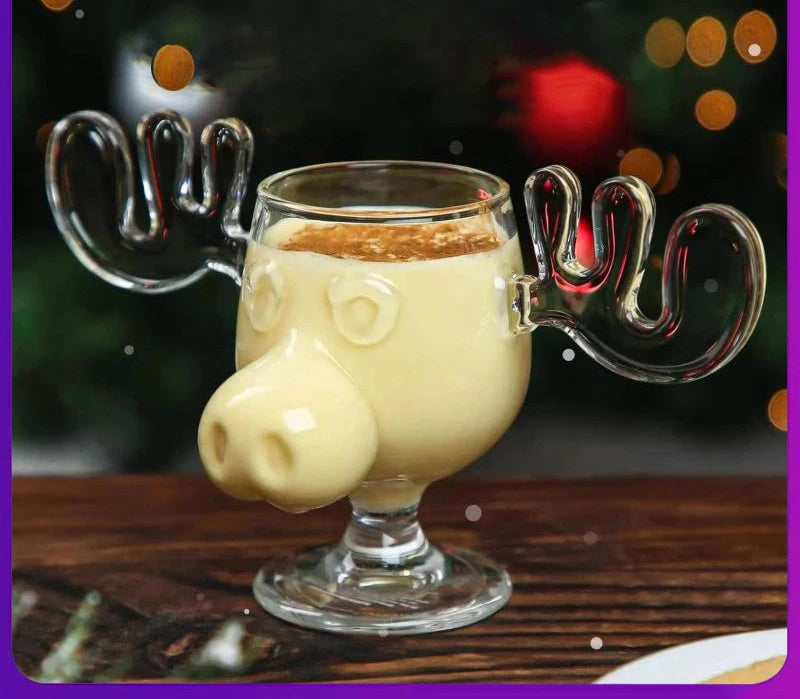 1/2pcs Reindeer Wine Glass Cocktail Juice Cup Clear Beer Mug Water Milk COFFE Whiskey Glasses Drinkware Shot Cups