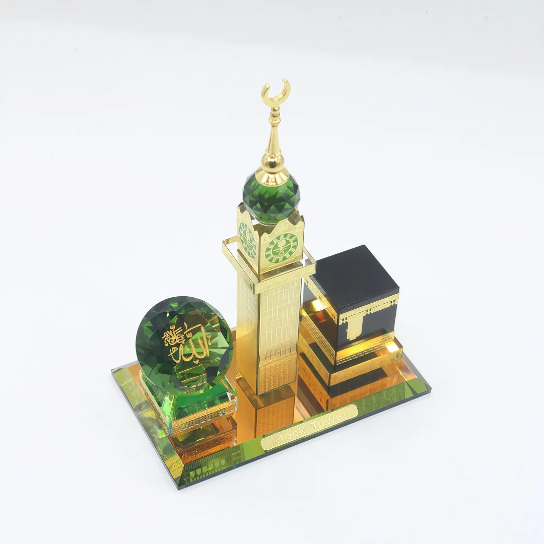 Muslim Kaaba Clock Tower Model Muslim Building Model Islamic Architecture Handicrafts Souvenirs for Home Desktop Car Decor
