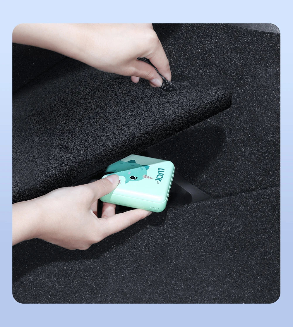 Trunk Side Storage Box Organizer for Tesla Model Y Juniper 2025 2026 Flocking TPE Partition Mat