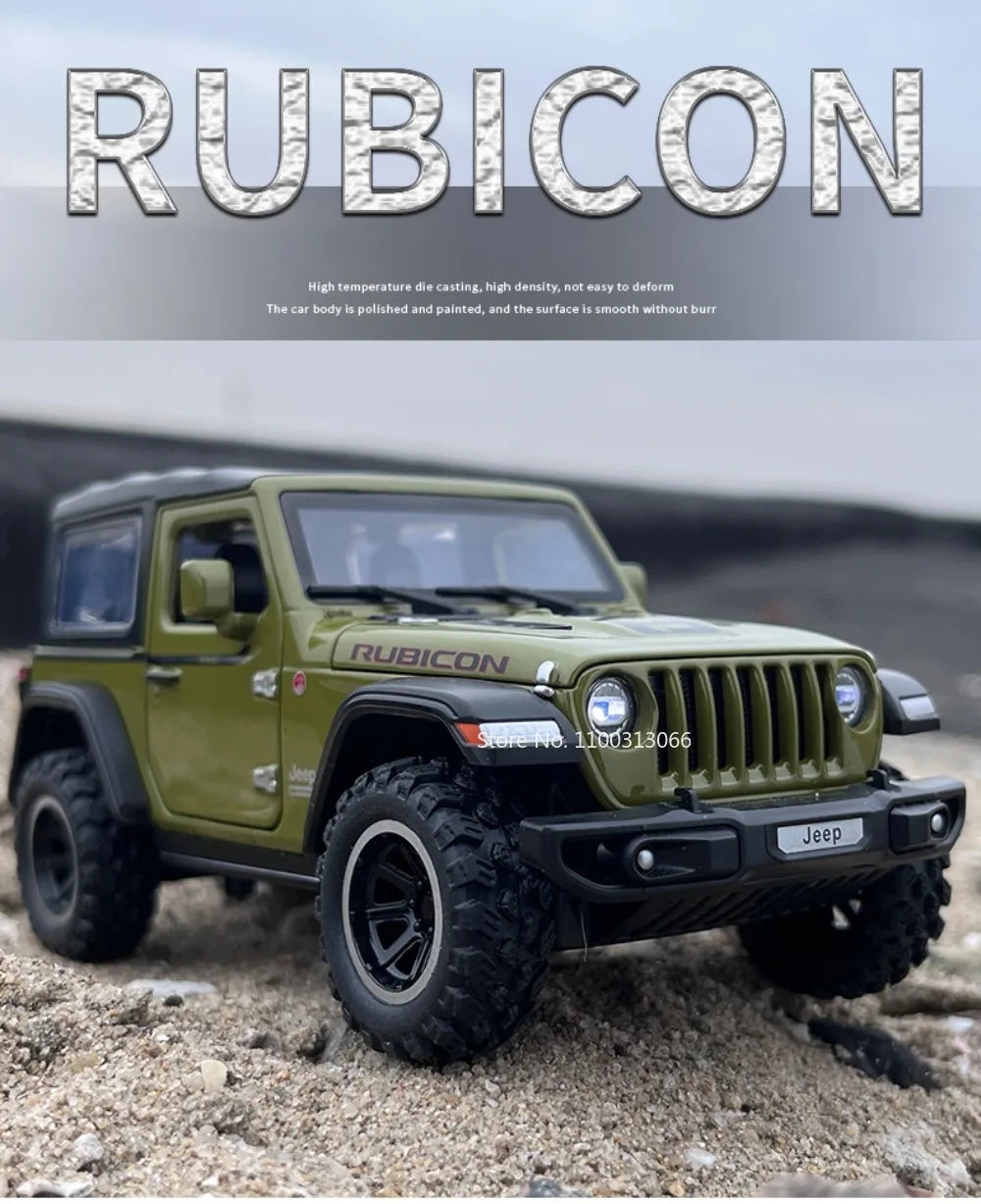 1/32 Wrangler Alloy Diecast Car Models Toy 1941 Rubicon Metal Off-Road Vehicles with Sound Light Car Toys for  Boys