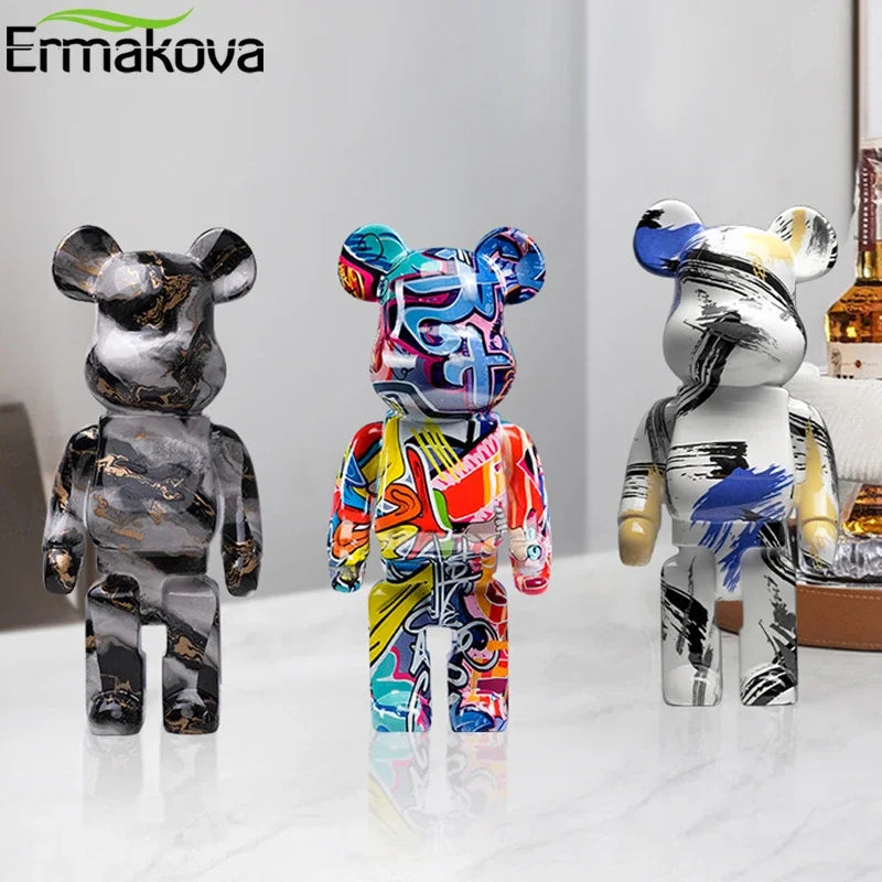 27cm Graffiti Bear Figurine Home Decoration Animal Statue Storage Money Jar Modern Room Sculpture Table Decor  Statues