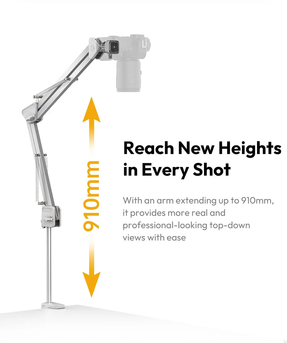 Overhead Camera Mount Quick-Release Camera Desktop Stand Max Load 2KG for Camera Smartphone Tablet for Live Vlog