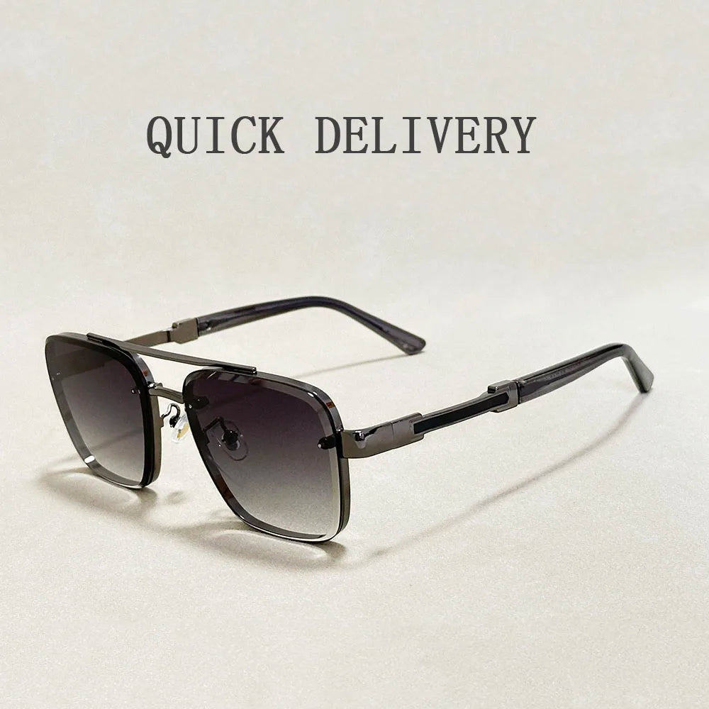 Square Alloy Frame Sunglasses With UV400 Protection