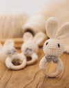 Baby Rattle Crochet Amigurumi Bunny Rattle Bell Newborn Knitting Gym Toy Educational Teether Baby Mobile Rattle Toy 0-12 Months