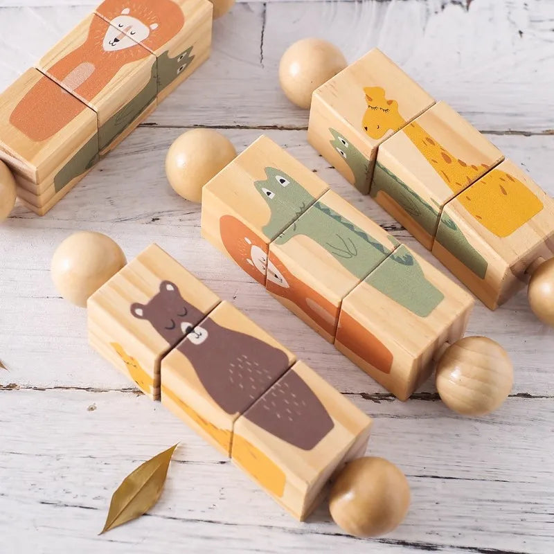 Wooden Montessori Toys For Babies Mobile Rattle Toy Comfort Rattle Toy Beech Wooden Animal Baby Comfort Toy  Nursery Decoration