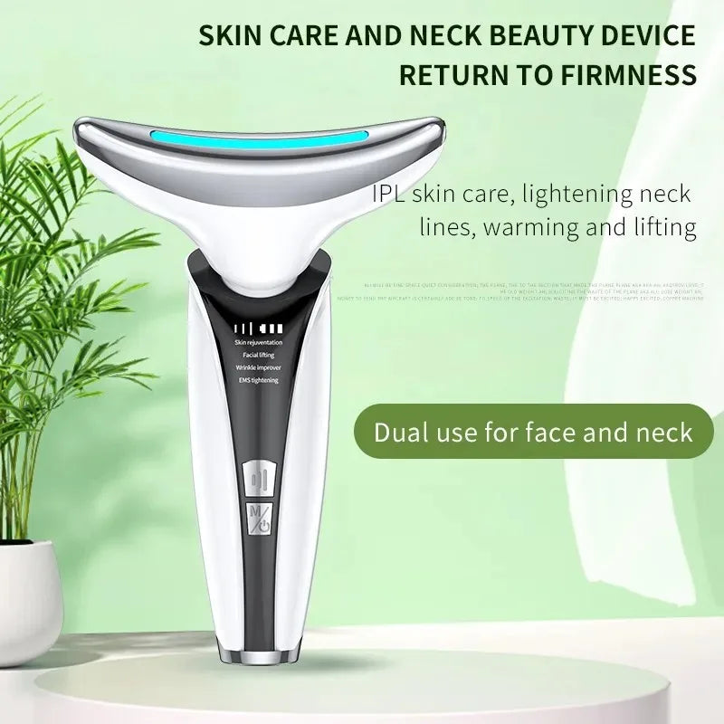 EMS Microcurrent Face Neck Beauty Device LED Photon Firming Rejuvenation Anti Wrinkle Thin Double Chin Skin Care Facial Massager