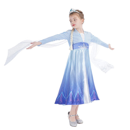 Disney Frozen Girls Dress Elsa 2  Children Christmas Party Princess Costume Kids Snow Queen Performance Elegant Dress Vestidos