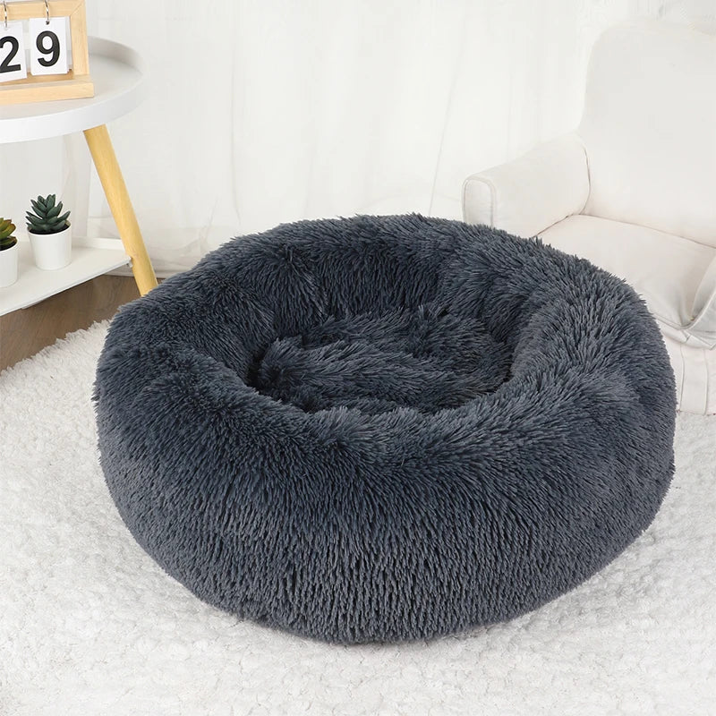 Plush Donut Dog Bed Washable Pet Cushion