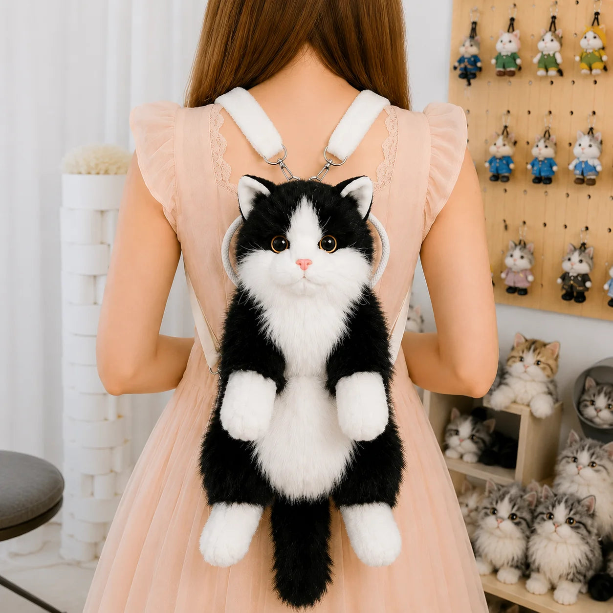 Cute Cat Plush Backpack Soft Shoulder Bag