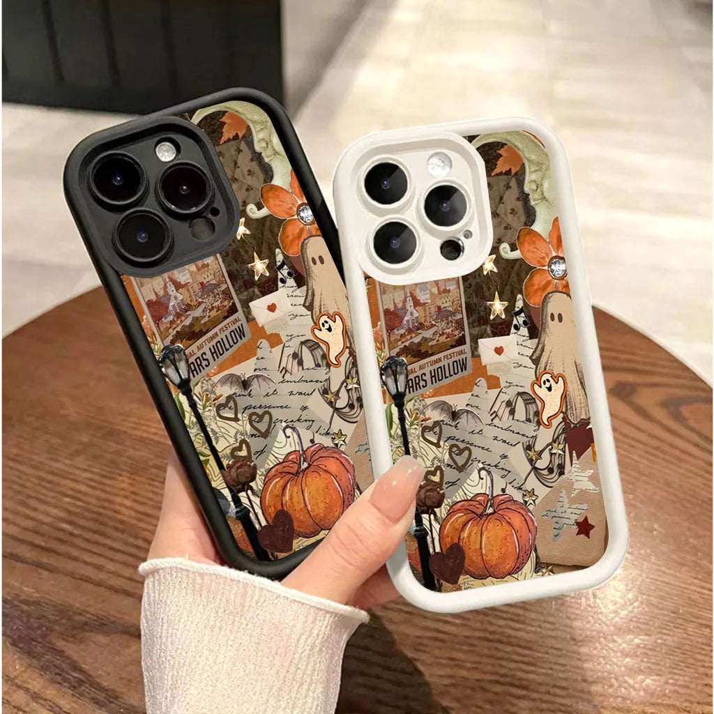 Creative Halloween Pumpkin Pattern Phone Case For iPhone 17 16 15 Pro Max Air 14 16E Soft Cover