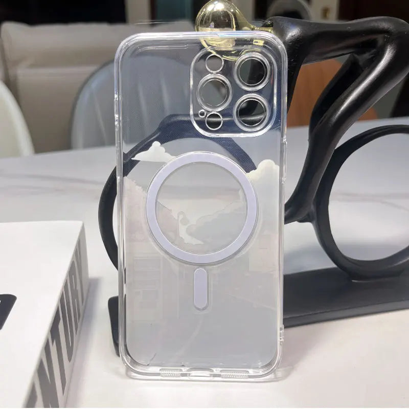 Transparent Magsafe  Flower Branch Case iPhone 16 14 15 Pro Max 15 Plus Wireless Charge Shockproof Clear Cover