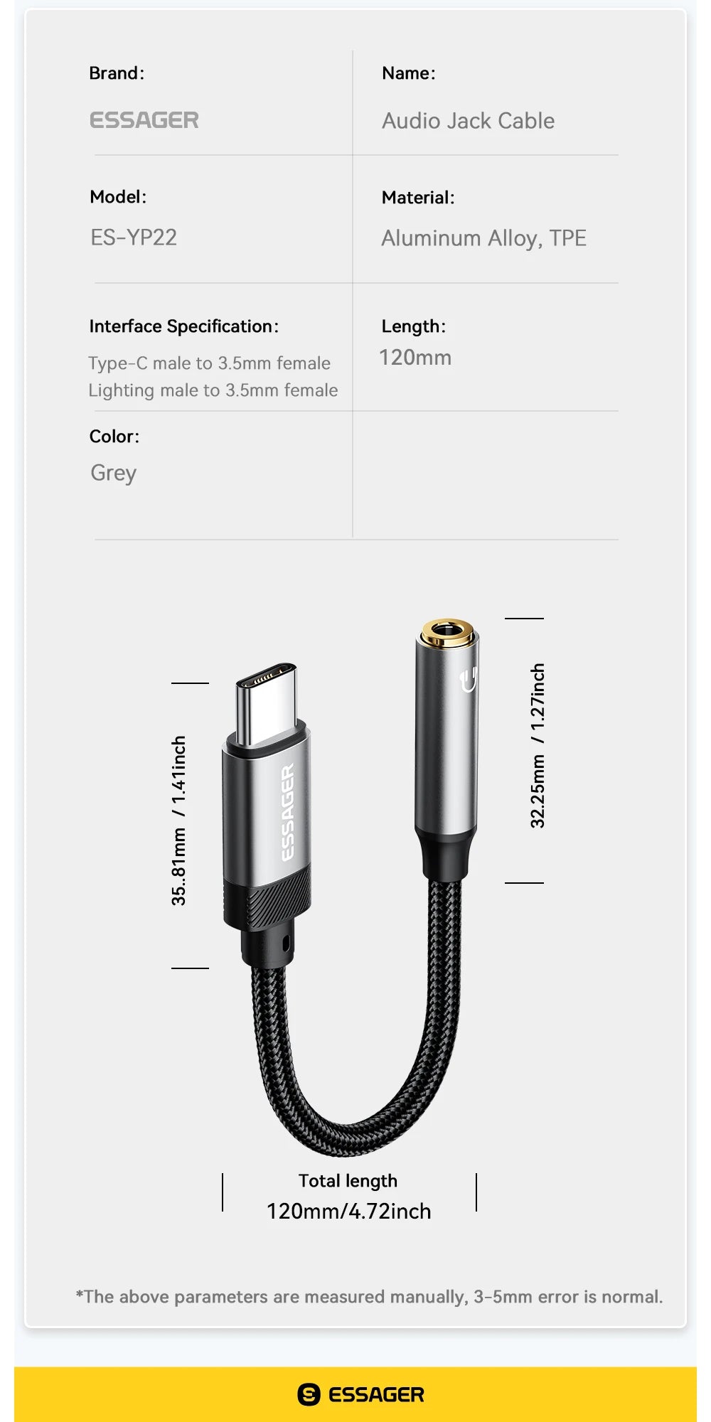 Type-C to 3.5mm Jack AUX Audio Adapter