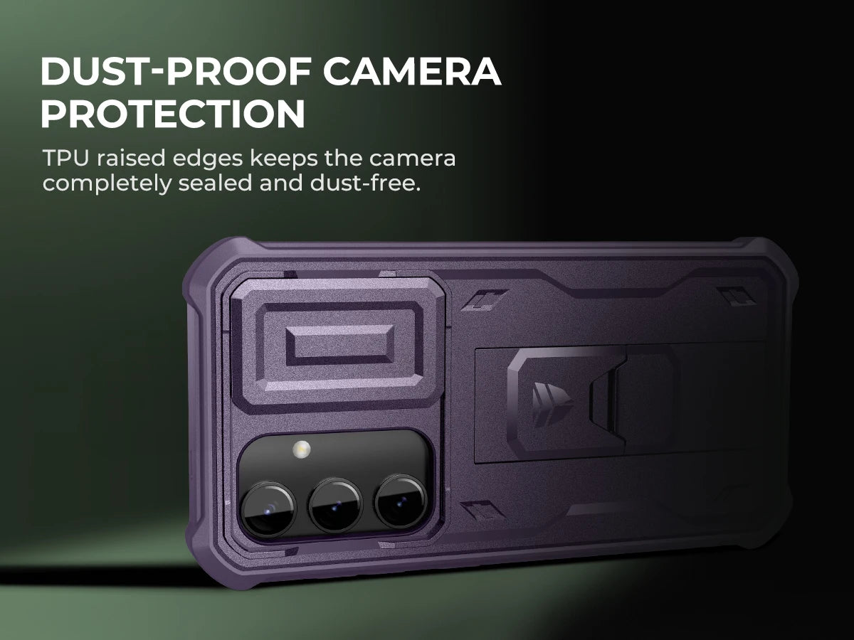 For Samsung Galaxy S24 Case 6.2 inch with Built-in Slide Camera Cover Full Body Rugged Case Built-in Screen Protector Kickstand