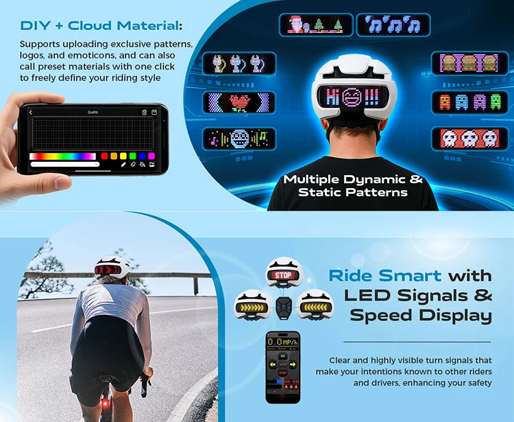 LED Display Cycling Helmet Adjustable Road And Mountain Bike Helmet