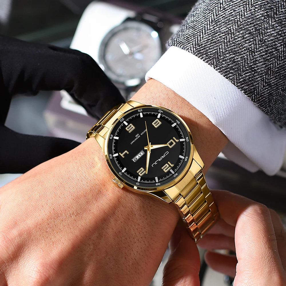 Men Luxury Watches Stainless Steel Quartz Auto Date Clock with Luminous Hands Relogio Masculino
