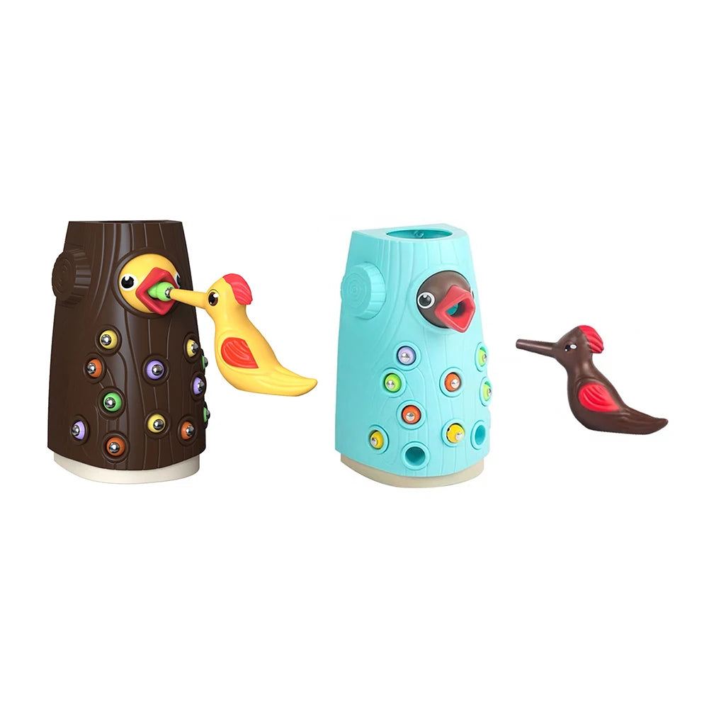 Montessori  Wooden Toys  Woodpecker Catching Worms Feeding Fishing Game Set Educational Toys for s Birthday Gift