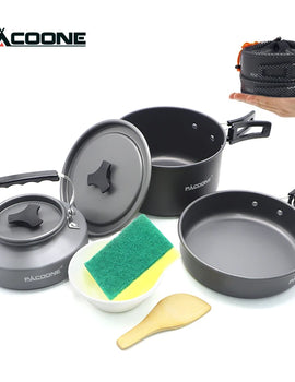 Camping Cookware Set Outdoor Portable Foldable Cookware Set Pot Cooking Kettle Set Tableware Hiking Picnic Equipment