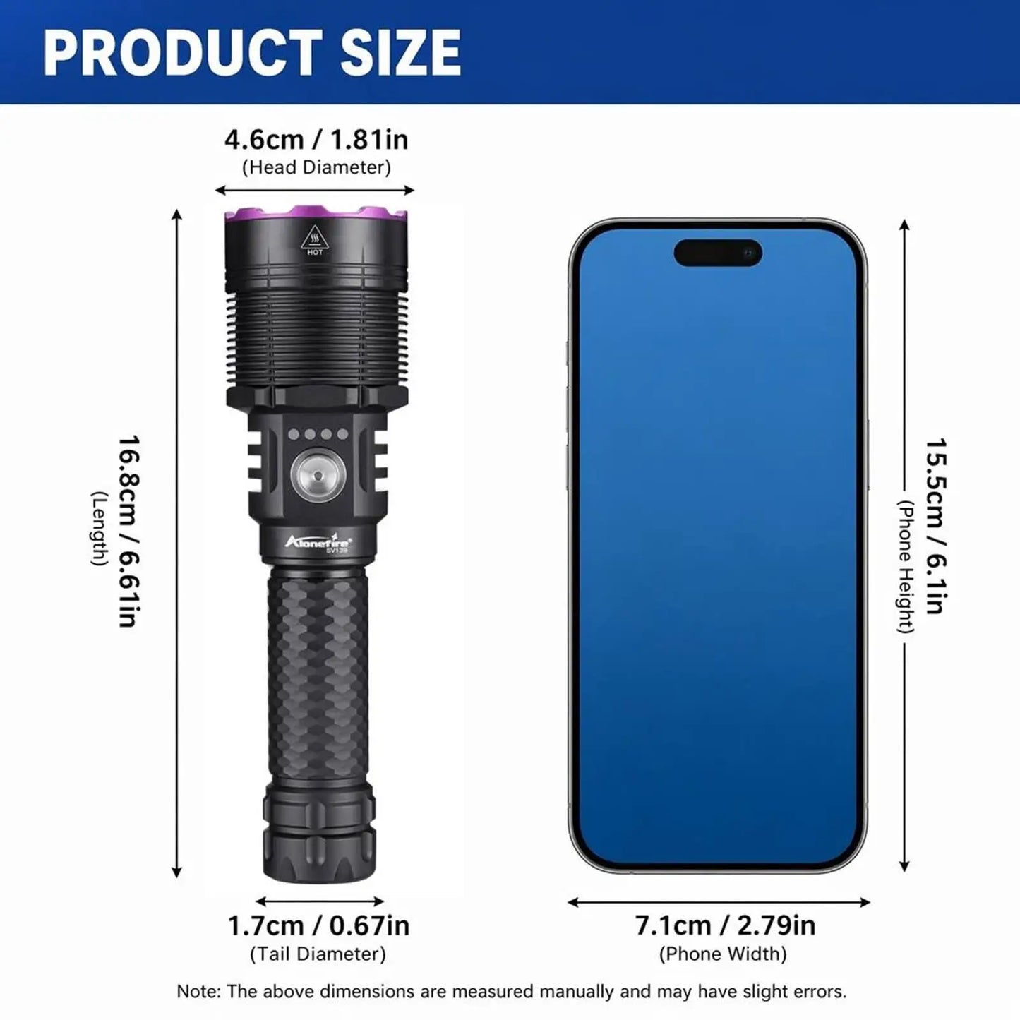 40W 365nm UV Rechargeable Blacklight Flashlight
