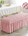 Stretch Long Bench Cover with Skirt Seersucker Ottoman Covers Elastic Piano Stool Protector Bedroom Bedside Footrest Slipcovers