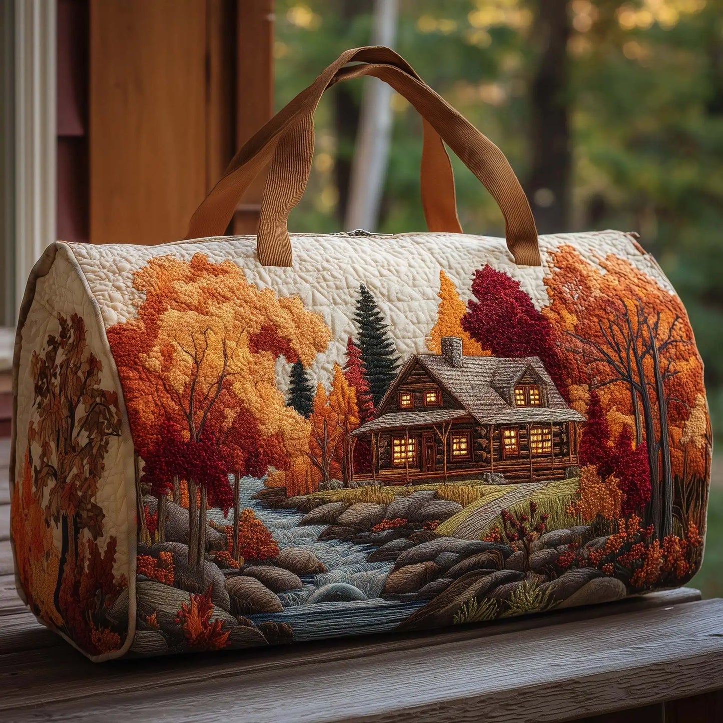 Sun Mountain Forest Quilted Travel Duffle Bag Outdoor Fitness Tote