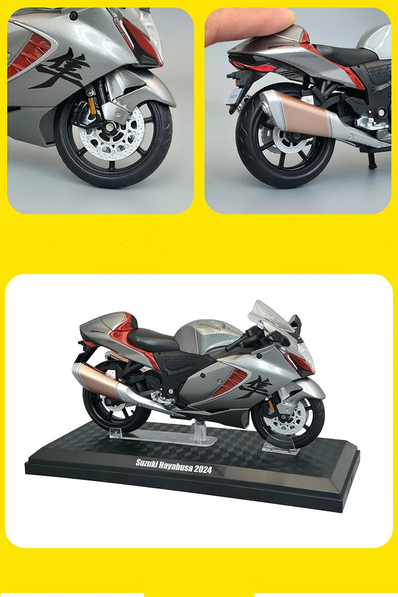 Diecast Suzuki Hayabusa GSX1300R Racing Motorcycle Model 1 to 12 Scale