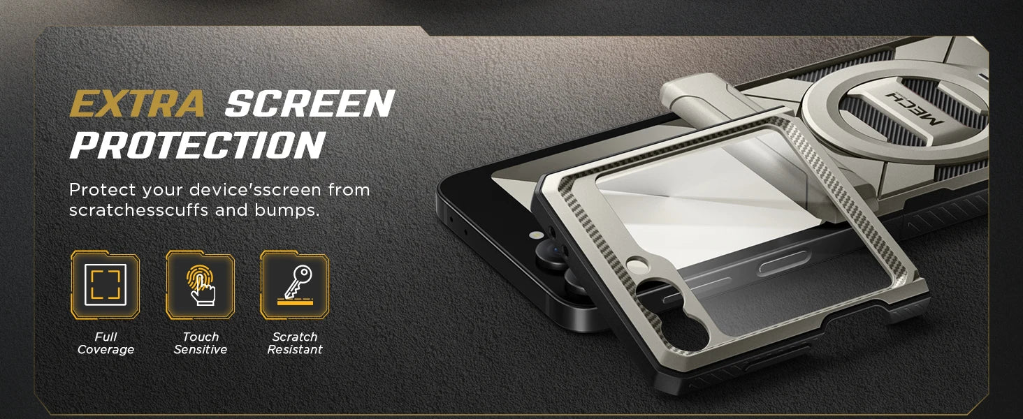 For Z Flip 7 FE/Z Flip 6 Cases Built-in  Ring Stand with Magsafe Full Coverage Hinge Protection Screen Protector Cover